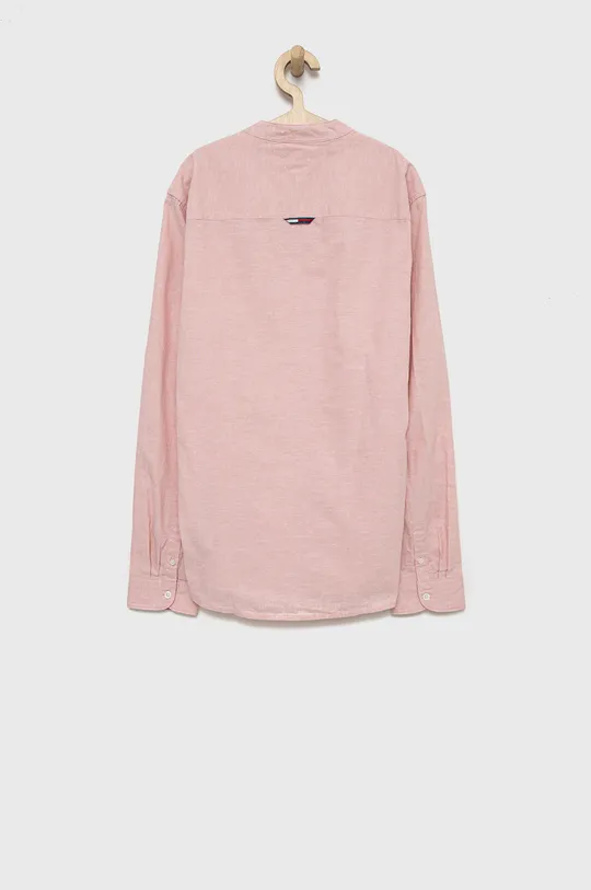 Παιδικό πουκάμισο από λινό μείγμα Tommy Hilfiger ροζ