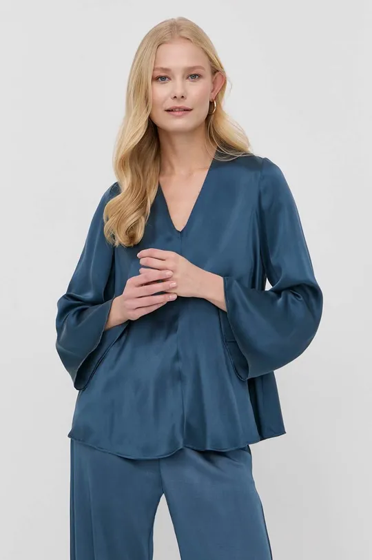 σκούρο μπλε Μεταξωτή μπλούζα MAX&Co. Γυναικεία