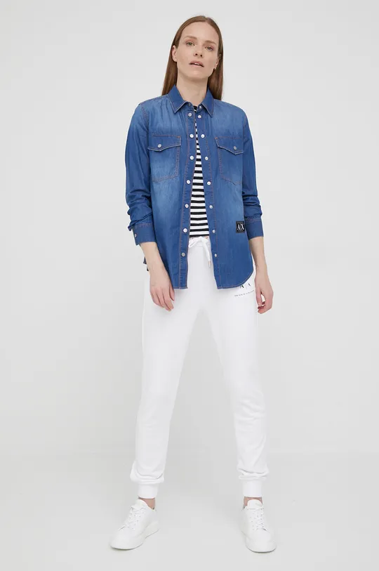 mornarsko modra Armani Exchange jeans srajca Ženski