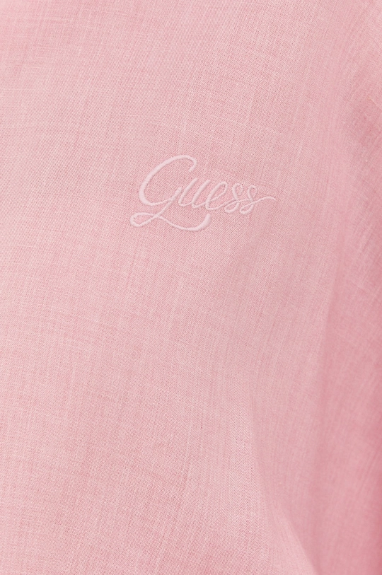 Сорочка з домішкою льону Guess рожевий