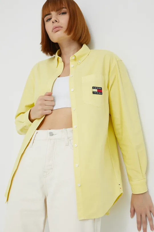 κίτρινο Βαμβακερό πουκάμισο Tommy Jeans Γυναικεία