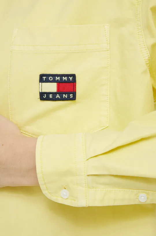 Βαμβακερό πουκάμισο Tommy Jeans κίτρινο
