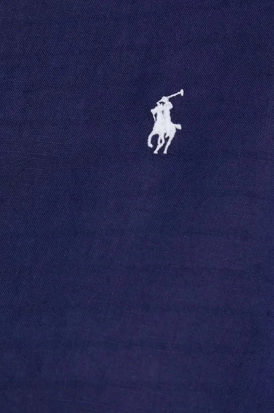 Πουκάμισο από λινό Polo Ralph Lauren σκούρο μπλε