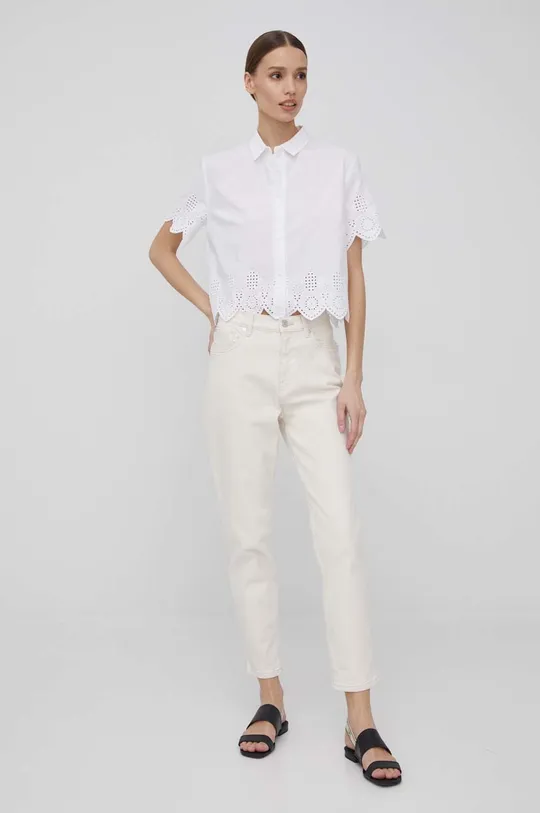 Βαμβακερό πουκάμισο Pepe Jeans Laura λευκό