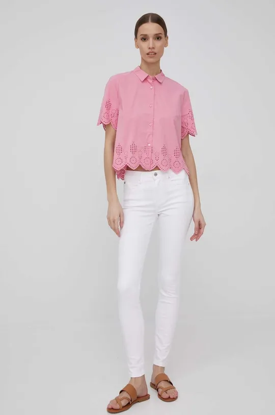 różowy Pepe Jeans koszula bawełniana LAURA Damski