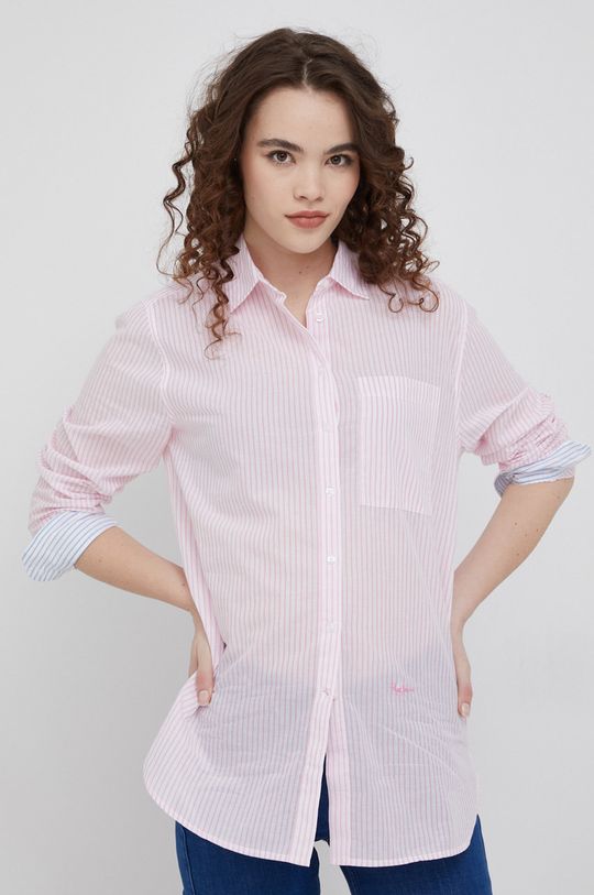 pastelowy różowy Pepe Jeans koszula bawełniana Hilary Damski