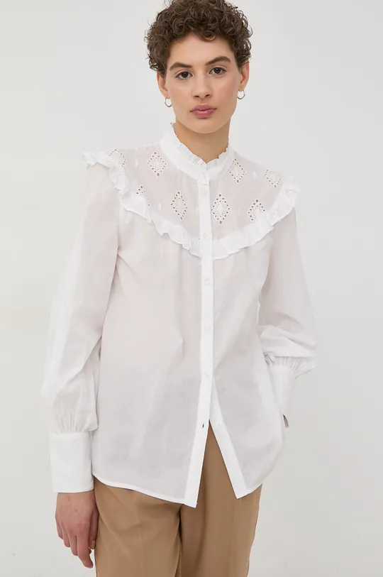 Βαμβακερό πουκάμισο Bruuns Bazaar λευκό