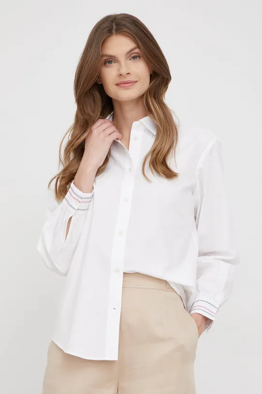 λευκό Βαμβακερό πουκάμισο Tommy Hilfiger Γυναικεία