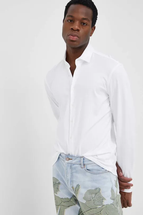 λευκό Βαμβακερό πουκάμισο Calvin Klein Ανδρικά