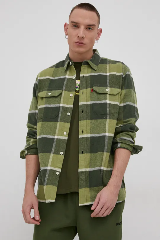 πράσινο Βαμβακερό πουκάμισο Levi's Ανδρικά