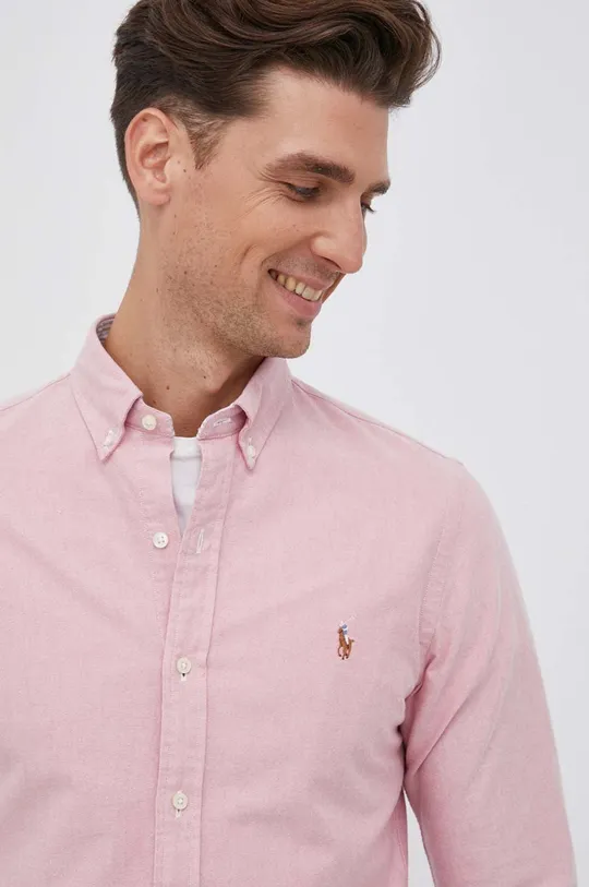 ružová Bavlnená košeľa Polo Ralph Lauren Pánsky