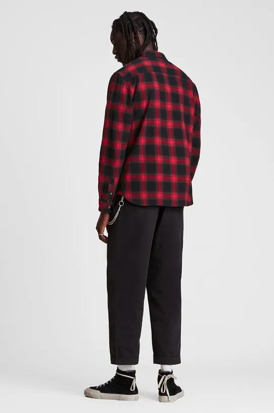 czerwony AllSaints Koszula bawełniana WINDHAM LS SHIRT