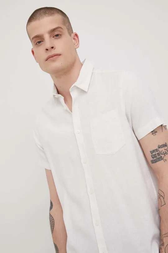 bianco Solid camicia di lino