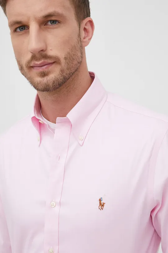 ružová Bavlnená košeľa Polo Ralph Lauren Pánsky