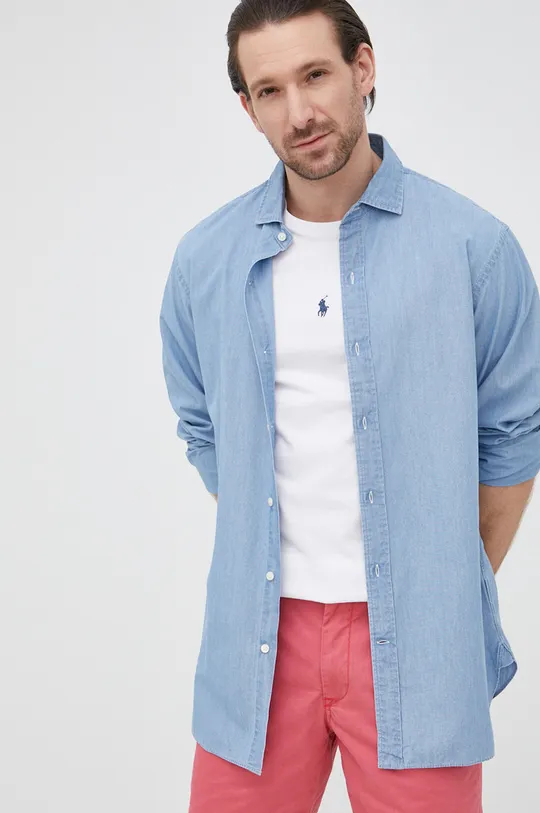 niebieski Polo Ralph Lauren koszula jeansowa 712868893001 Męski