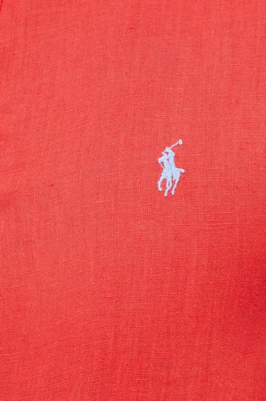 Πουκάμισο από λινό Polo Ralph Lauren κόκκινο