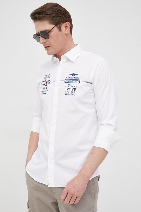 biały Aeronautica Militare koszula Męski