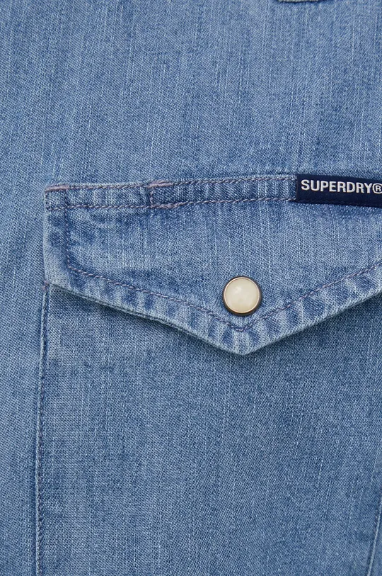Хлопковая рубашка Superdry голубой