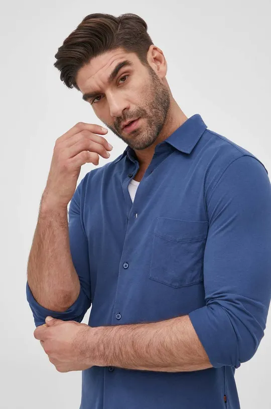 σκούρο μπλε Βαμβακερό πουκάμισο BOSS Boss Casual Ανδρικά