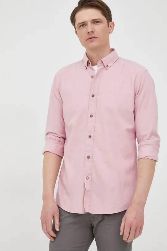 ροζ Βαμβακερό πουκάμισο BOSS Ανδρικά