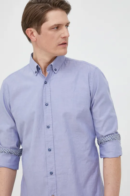 μπλε Βαμβακερό πουκάμισο BOSS Ανδρικά