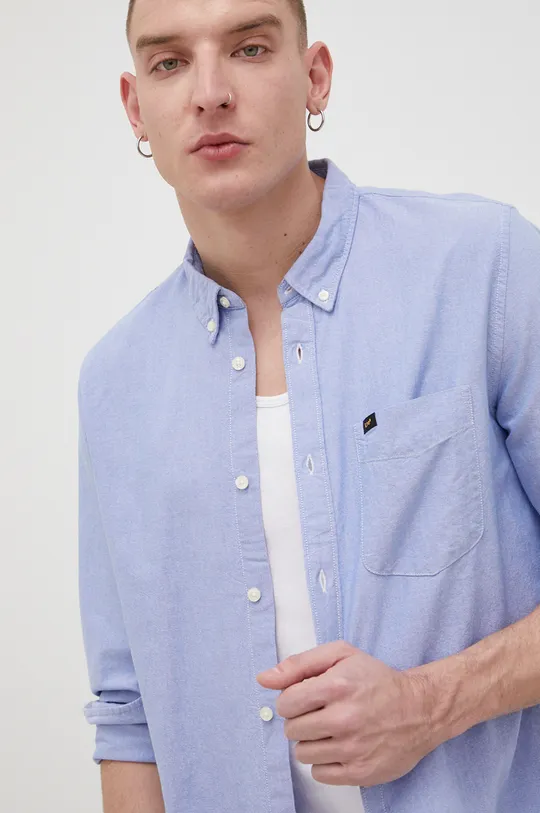 modrá Bavlnená košeľa Lee Pánsky