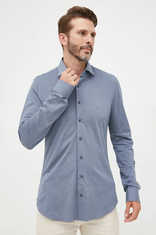 modrá Bavlnená košeľa Michael Kors Pánsky