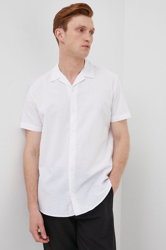 Selected Homme koszula z domieszką lnu biały