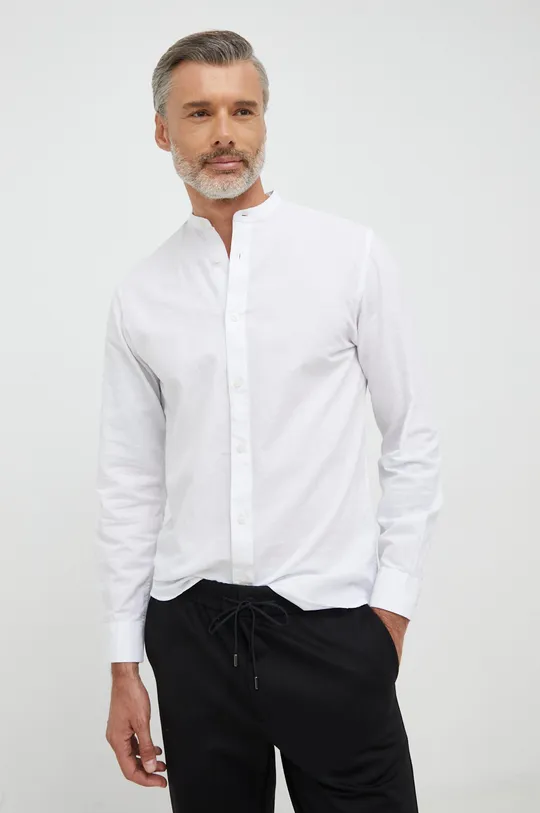 белый Рубашка с примесью льна Selected Homme Мужской