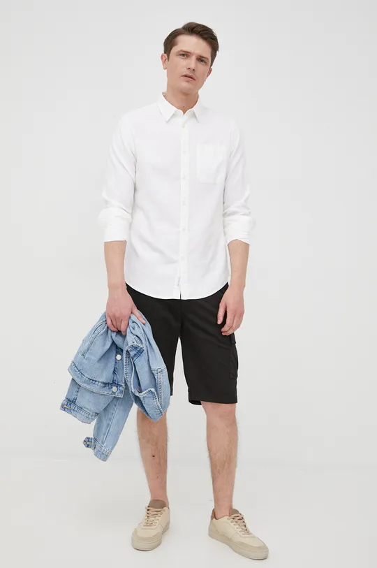 bijela Košulja s dodatkom lana Calvin Klein Jeans Muški
