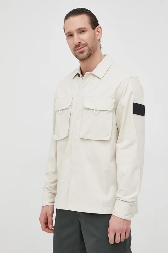 béžová Rifľová košeľa Calvin Klein Jeans Pánsky