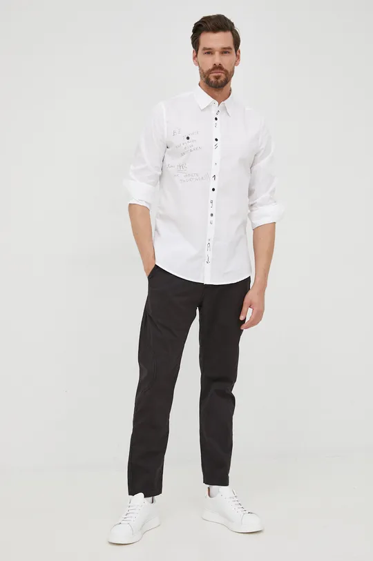 Βαμβακερό πουκάμισο Desigual λευκό