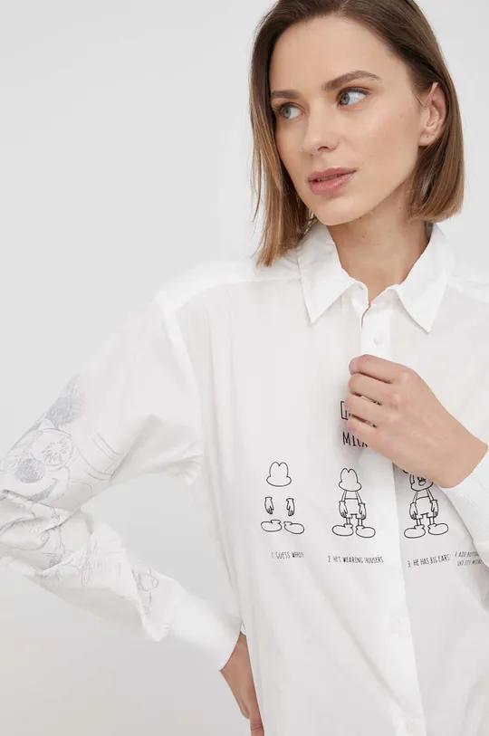 λευκό Βαμβακερό πουκάμισο Desigual Γυναικεία