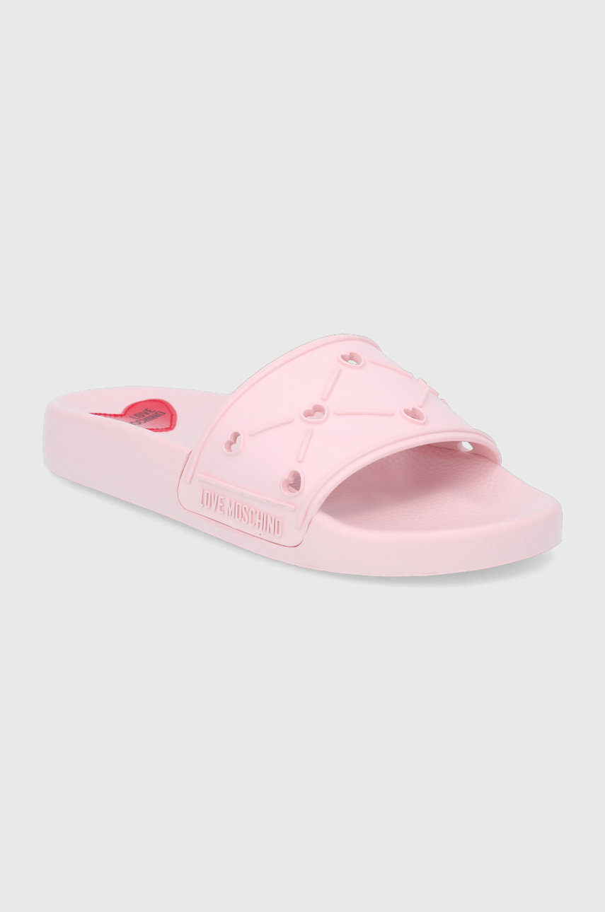 Love Moschino klapki pastelowy różowy