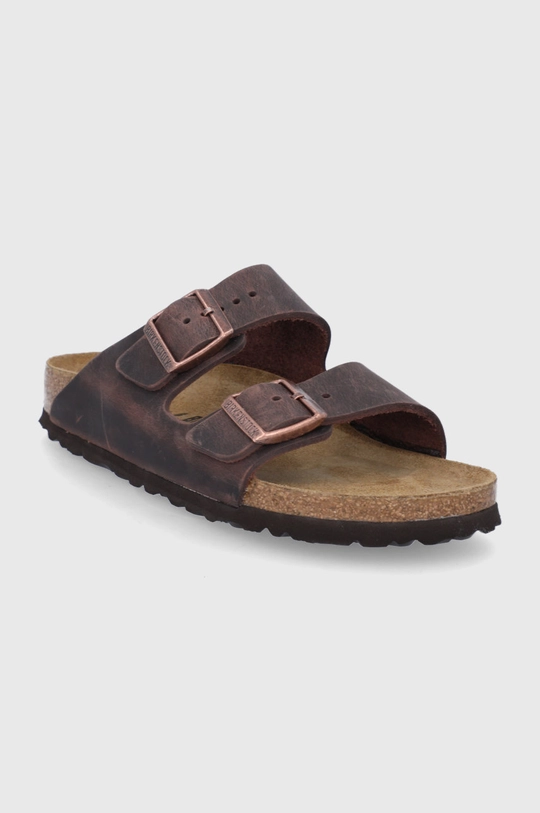 Birkenstock Klapki skórzane Arizona brązowy