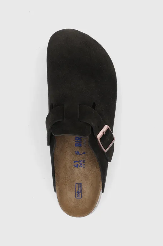 brown Birkenstock suede slippers Boston