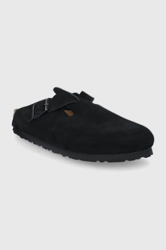 Birkenstock klapki zamszowe Boston czarny