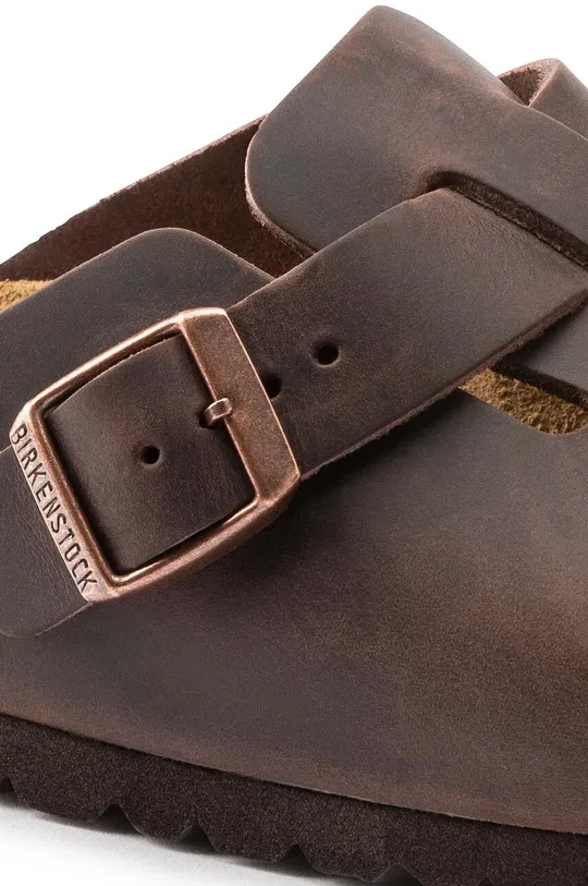 Birkenstock leather sliders Boston  Uppers: Natural leather Inside: Natural leather Outsole: Synthetic material
