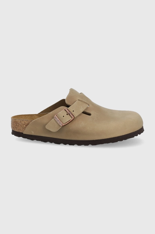 brązowy Birkenstock klapki zamszowe Boston SFB Damski