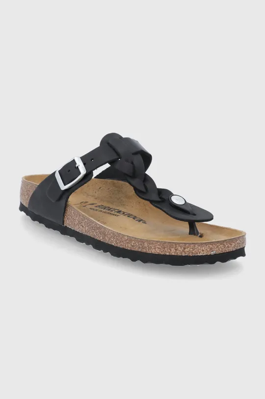 Birkenstock Japonki skórzane Gizeh Braided czarny