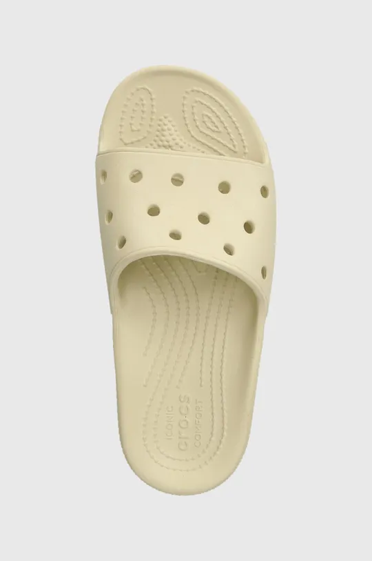 beige Crocs sliders