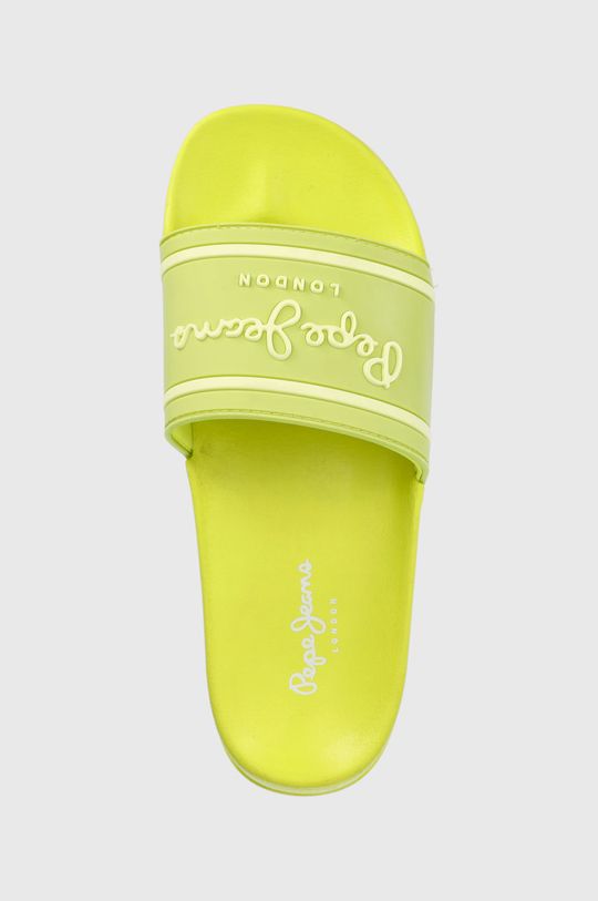 żółto - zielony Pepe Jeans klapki Slider Logo Woman 628