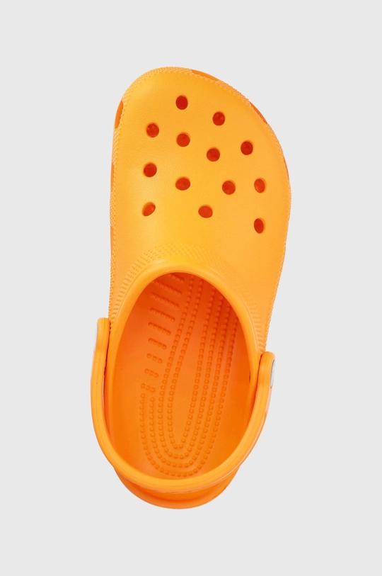 orange Crocs sliders