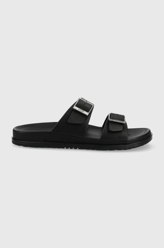 černá Kožené pantofle UGG Wainscott Buckle Slide Pánský