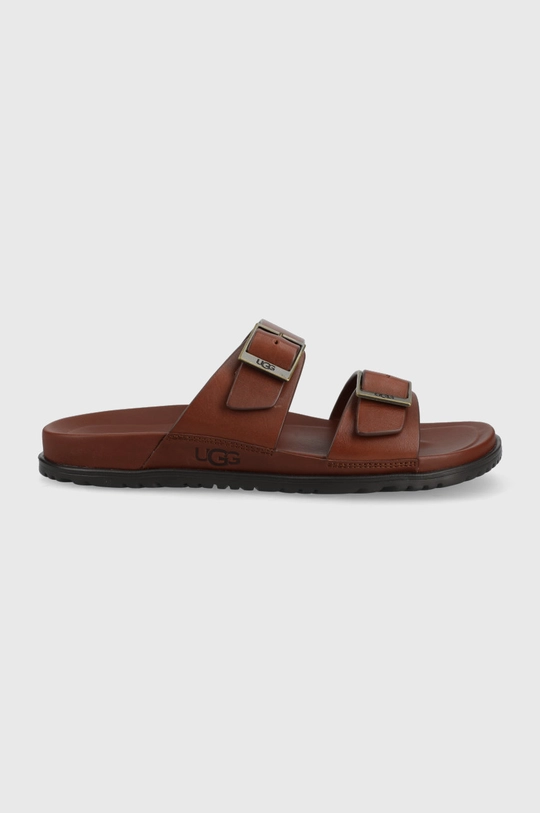 hnedá Kožené šľapky UGG Wainscott Buckle Slide Pánsky