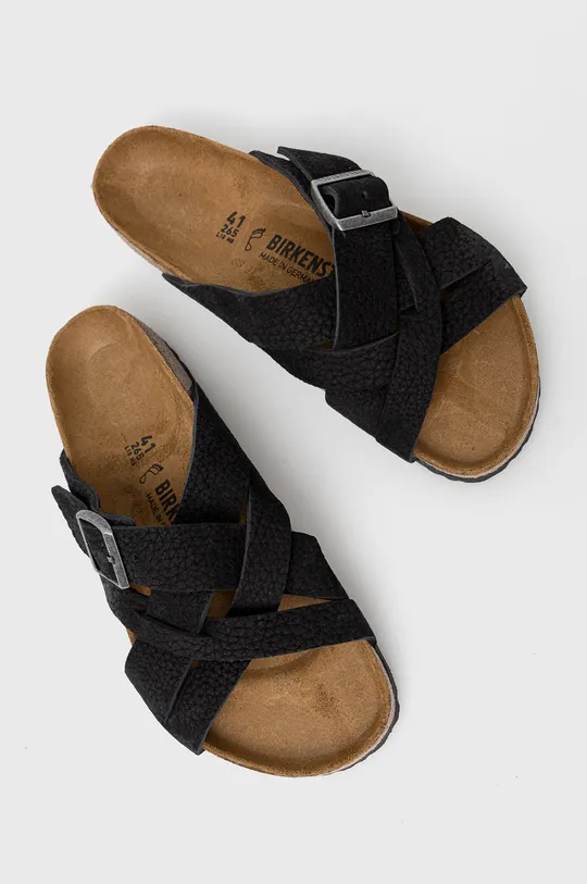 Birkenstock bőr papucs Lugano fekete