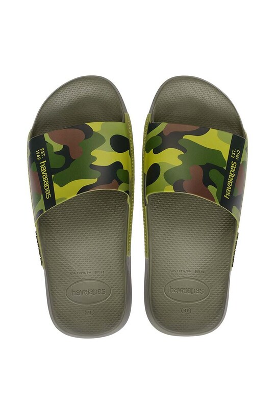 Šľapky Havaianas Slide Print pánske, zelená farba 