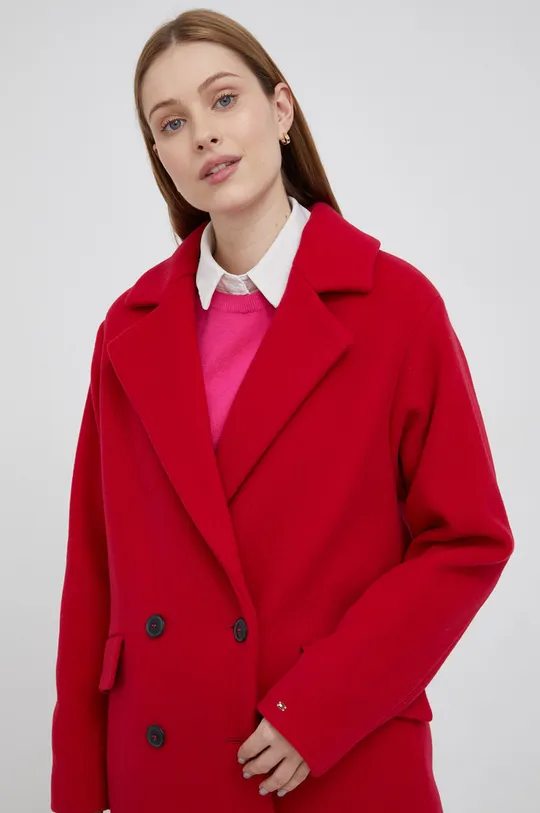 κόκκινο Μάλλινο παλτό Tommy Hilfiger