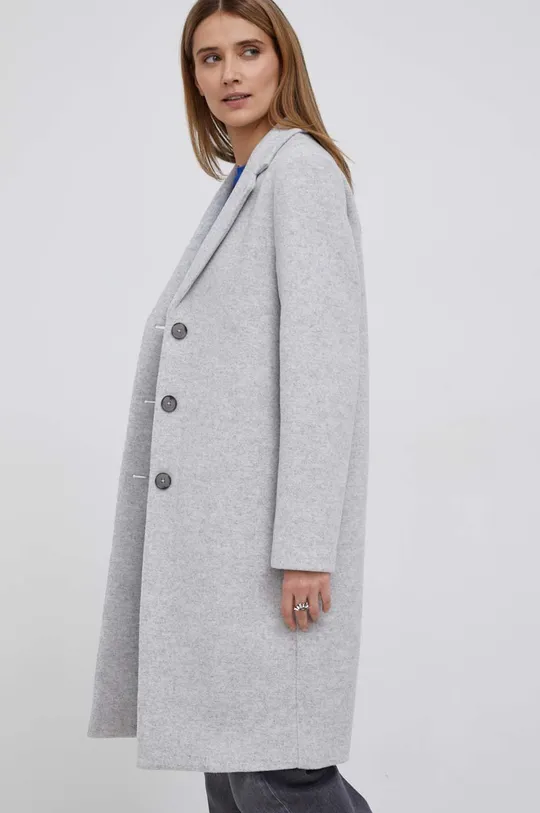 Vlnený kabát Calvin Klein sivá