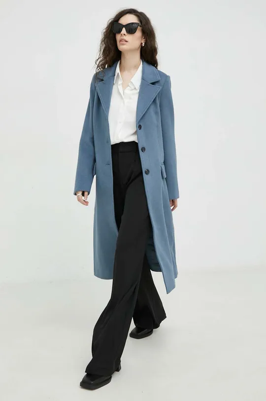 Вовняне пальто Bruuns Bazaar блакитний